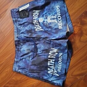 Death Row Men’s Navy Tie Dyed 15" Swim Trunks Sz XL NWT